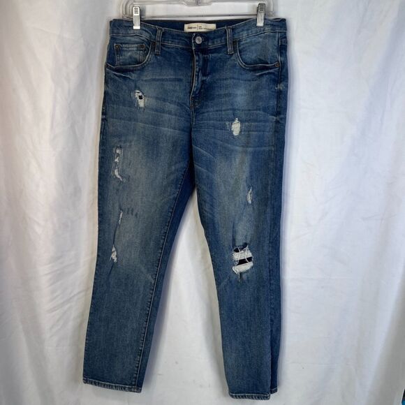 GAP Denim Jeans Best Girlfriend Distressed Slim Leg Light Wash Mid Rise Sz 30R - Picture 8 of 8